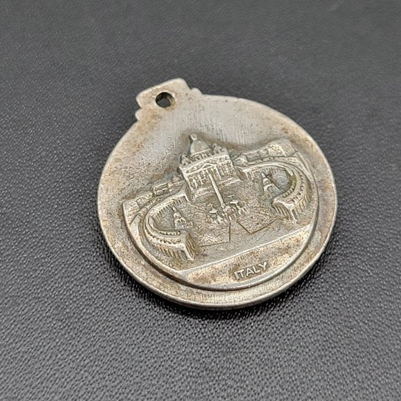 Saint Christopher Silver Medal Charm Religious St Peters Square Vintage - Picture 2 of 4